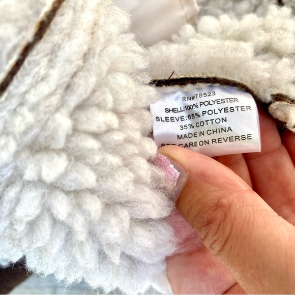 Teddy/Sherpa Moto fall jacket w vegan suede leathen & western/boho/country vibe - Picture 15 of 16